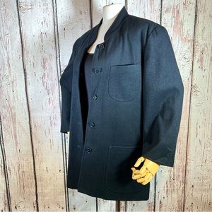 Vintage Banana Republic Oversized Wool Cashmere Mandarin Blazer Jacket MEDIUM